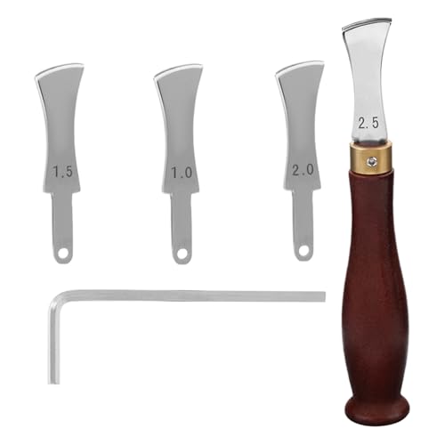 Generico Herramienta para ranurar la piel – Herramienta para grabar los bordes de acero inoxidable con mango I madera | Alicates gofrado IPelle artesanía de piel – Extractor de surcos
