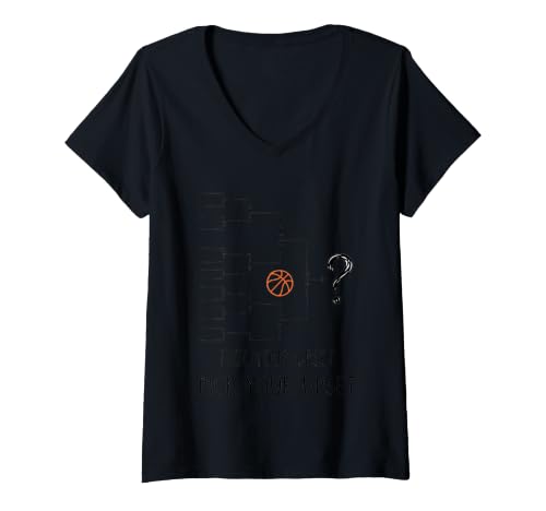 Women's Hand Drawn Basketball Bracket V-Neck T-Shirt