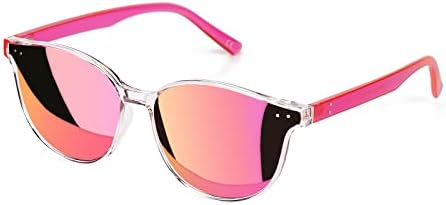 Sumato Sunglasses Womens, Cat Eye Pink Sunglasses for Women with Mirrored Trendy Lens UV400 Blocking