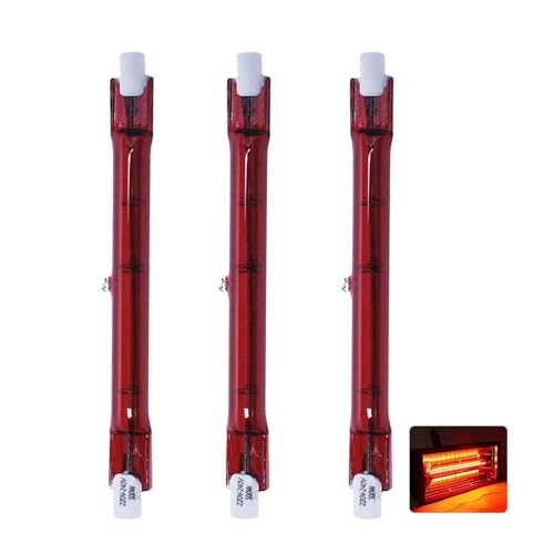 Infrarotlampe 200W 118mm, R7S Halogenstab 200LM, 200W Infrarot Halogen Lampe Dimmbar, 230V Halogenstäbe Dimmbar kein Flimmern, Quarz Infrarot Heizlampe Wärmelampe Rot Halogenstablampe, 3 Stück