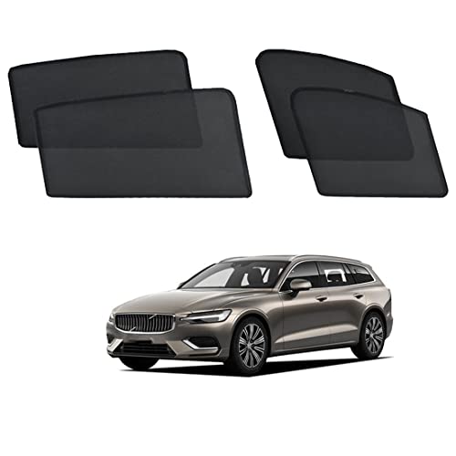 �J�X�^���t�B�b�g �Ԃ̑��p�T���V�F�[�h �{���{ Volvo V60 2018-2023 ��p ���O���Ɠ��Ă��h�~ �T�C�h�E�B���h�E�T���o�C�U�[ �A�N�Z�T���[,Front-window+Rear-window-4PCS