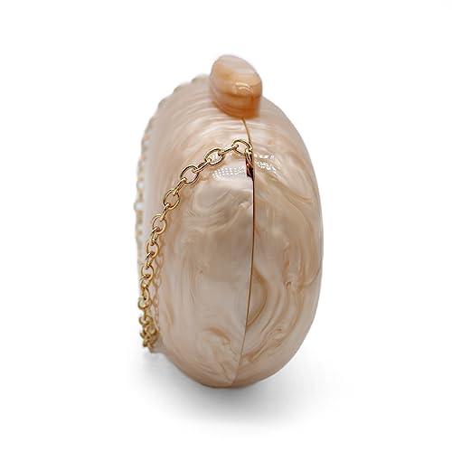 Image of Acrylic Evening Clutch Bag for Women Shell Shape Shoulder Crossbody Bag Glitter Marble Purse Handbag