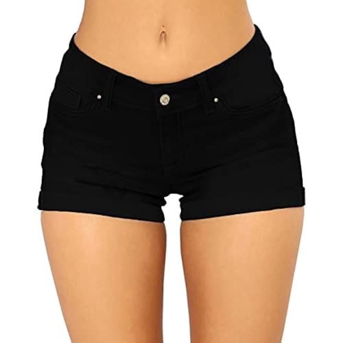 Govc Women Casual Summer Mid Waist Stretchy Denim Jean Shorts Junior Short Jeans