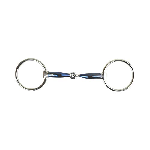 AK Loose Ring Snaffle with Sweat Iron with Curved Mouthpiece Horse Riding Bits (5.50'', Blue-Silver)