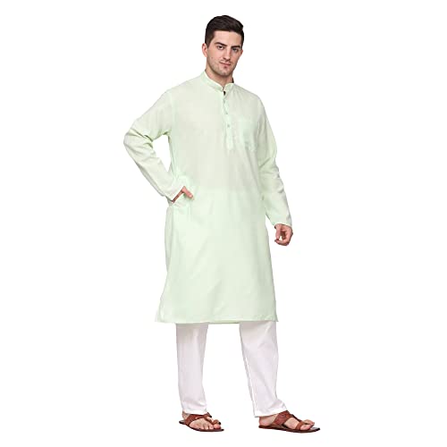 Image of ITOS365 Men Cotton Blend Kurta Pyjama Set Party Fashion Regular Ethinic Wear Indian Dress Gift for Men
