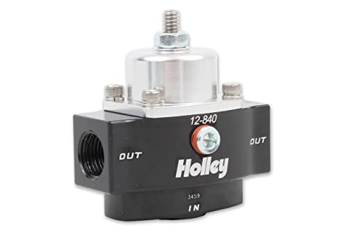 Holley 12-840 4.5-9 PSI Adjustable Billet Fuel Pressure Regulator with 3/8 NTP Ports Black Anodized