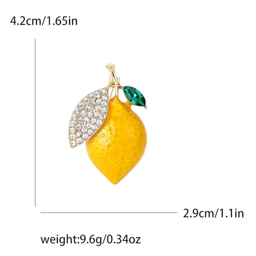 Image of Dreuyet Rhinestone Lemon Brooches for Women Men Crystal Elegant Yellow Fruit Lemon Brooch Pin Dainty Cute Christmas Wedding Birthday Summer Holiday Accessories