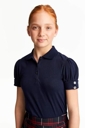 Image of French Toast Girls Puff Sleeve Double Button Polo