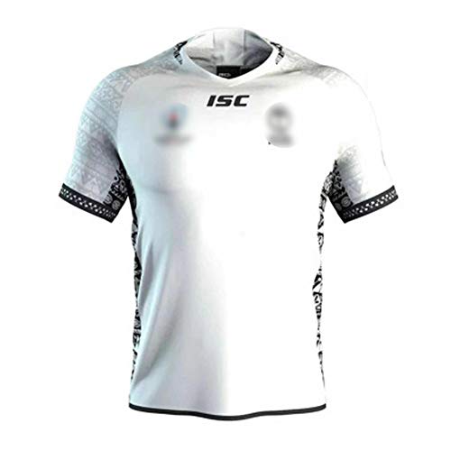 ファンジャージーラグビージャージー2019ワールドカップフィジーラグビーユニフォームラグビーの試合に適し、通気性と耐摩耗性-White-M