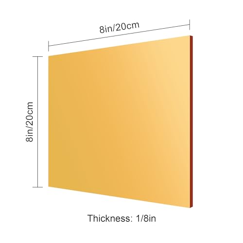 Image of Gold Mirror Acrylic Sheets - 6 Pack, 8x8 Inches, 1 /8 Inch Thick, Reflective Mirror Acrylic Ideal for Laser Cutting, DIY Crafts, and Home Decorations (20x20 cm)