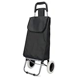 Carro de Compra Plegable con Gran Capacidad, 40 litros, 90x30x35cm, 2 Ruedas (Negro)
