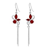 OCJ Butterfly Earrings 925 Sterling Silver Butterfly Dangle Earrings with January Birthstone Butterf