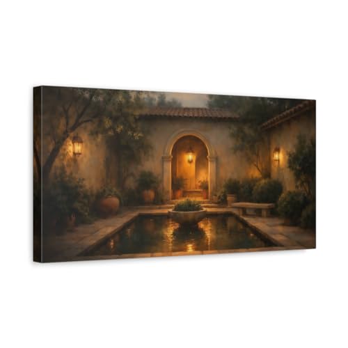 Toile Courtyard Evening décoration murale vintage horizontale 50x25