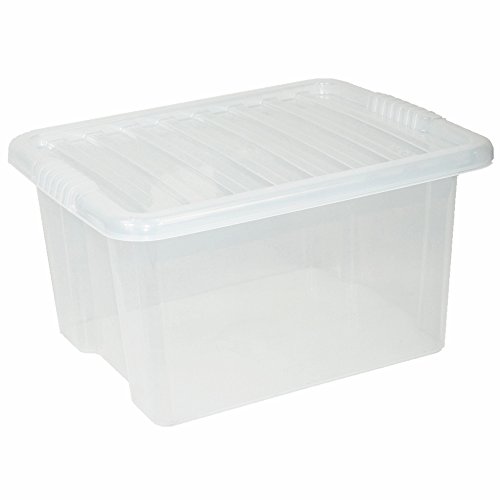 5 Star Storage Box Plastic with Lid Stackable 35 Litre Clear Ref 12455