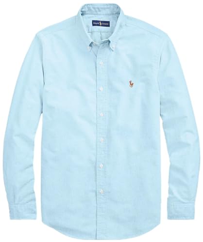 POLO RALPH LAUREN Chemise Oxford classique à manches longues pour homme, The Basic Egean Blue, Taille XL