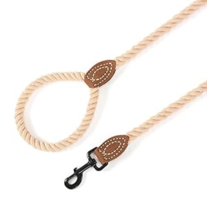 Mile High Life Dog Leash | Braided Cotton Rope Dog Leashes with Leather Tailor Tip | 4 Feet Dog Leash W Heavy Duty Metal Clasp | Wedding Dog Leash light Brown 48 Inches  Cucciolini Doodles Mile high life dog leash | braided cotton rope dog leashes with leather tailor tip | 4 feet dog leash w heavy duty metal clasp | wedding dog leash light brown 48 inches   cucciolini doodles