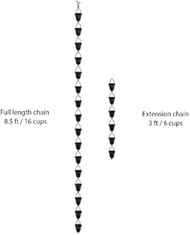 Rain Chains Direct Contempo Rain Chain Extension, 3 Feet Length, Aluminum, Black Powder Coated, Functional and Decorative Replacement for Gutter Downspouts