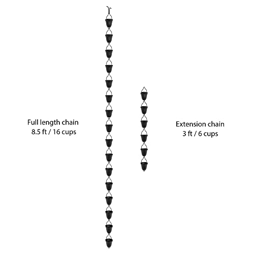 Rain Chains Direct Contempo Rain Chain Extension, 3 Feet Length, Aluminum, Black Powder Coated, Functional and Decorative Replacement for Gutter Downspouts