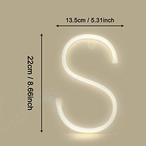 Image of Warm White LED Neon Word Signs - Battery /USB Operated Neon Letter Alphabet Signs for Girls' Room, Wedding, Birthday Party, Christmas Home (S)