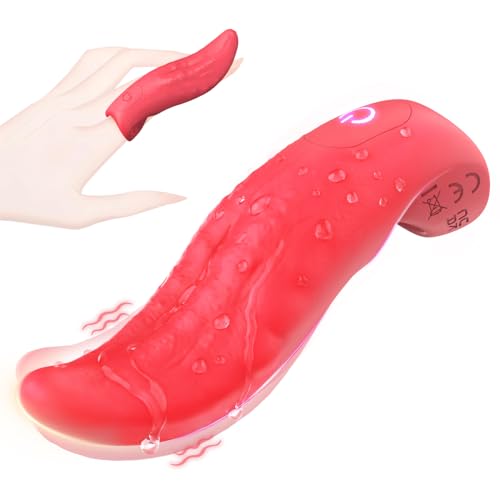 2-in-1 Finger Vibrator - Female Tongue Toy Clitoral and G-Spot Sex Toy 10 Vibration Modes Realistic Tongue Vibrator Womens Sex Toys Adult Toy Stimulator Female and Couple Adult Sex Toys