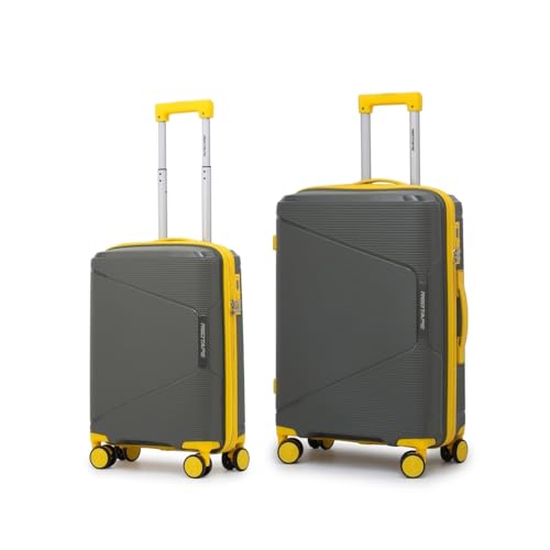Image of Red Tape 8 Wheels Trolley Bag Set of 2 (Medium + Cabin) | Olive & Yellow Hard Case Polypropylene Luggage | 360 Wheeling Suitcase for Men & Women | Durable Travel Trolley Bags for Business & Vacation