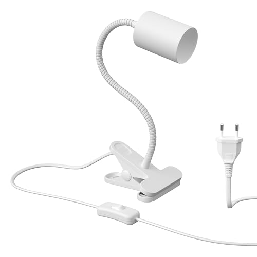 ledscom.de Klemmleuchte, Schwanenhals WAIKA, Schalter, weiß matt, 1x GU10 max. 15W