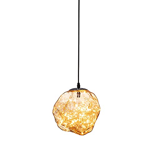 Lámpara colgante de cristal poligonal creativo con acabados en metal y kit LED