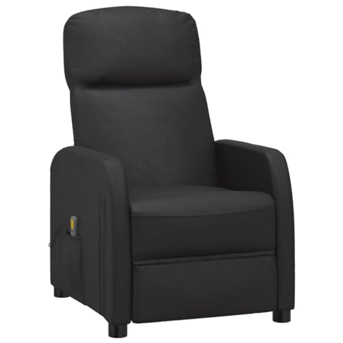 vidaXL Faux Leather Massage Reclining Chair in Black, Relaxing and Comfortable, Industrial Style, Easy to Clean, with Plywood and Iron Structure
