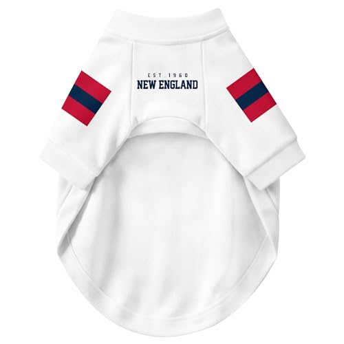 Image of New England Dog Clothes Jersey Style Personalized Pet T Shirt with Custom Name Number for Small Medium Large Dogs