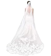 Olbye Women’s Wedding Veil 108 Inch Cathedral Lace Veil Single Tier 1T Long Veils For Brides Long...