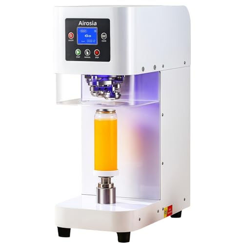Commercial Soda Can Sealer-270W stronger motor, Automatic Can Sealer Machine for 202 Size(55mm) Aluminum and Plastic Cans - White caning machine - 2.4-6.7 inch Height Adjustable