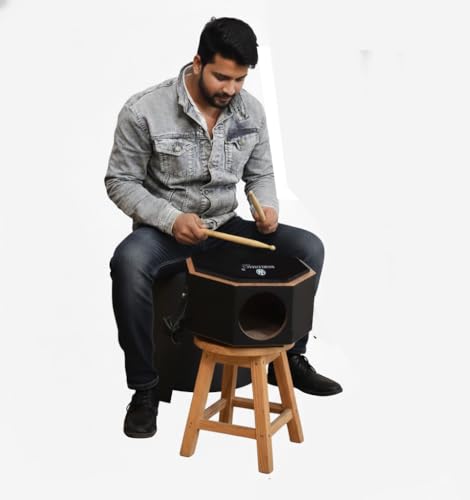 Image of 12 Inches Drum Practice Pad with Actual inchSnare Drum inch Feel with Drumsticks and cover, back side CAJON instrument with heavy bass 2 Internal Snares