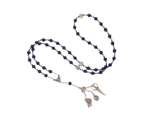 Prayer Bead Necklace for the Fates in Lapis Lazuli: Greek Goddesses of Fate and Destiny, Clotho, Lachesis and Atropos