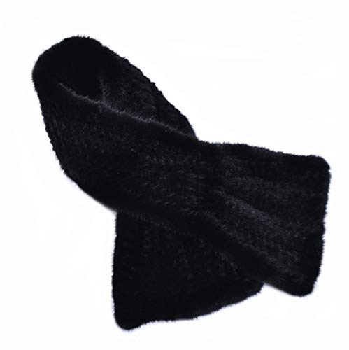 Scarf Genuine Mink Hair Neckerchief Women Knit Fishtail Scarves Winter Warm2