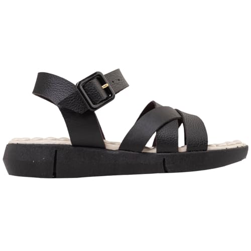 Sandalia Feminina Ortopédica Massageadora Confortavel Macia e Leve Via Angel 56.05 (Preto, BR, Adult