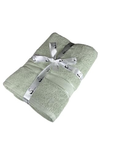 Image of SENSES By Riba Cotton Towels for Bath 550 GSM - Pale Green, 1 Pc | Super Soft, Large Size, Absorbent, Lightweight, Antimicrobial, Low Linting
