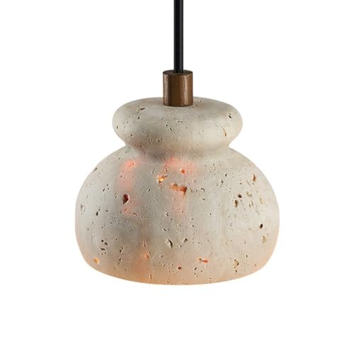 Modern Beige Travertine Pendant Light Japanese Style Natural Stone Hanging
