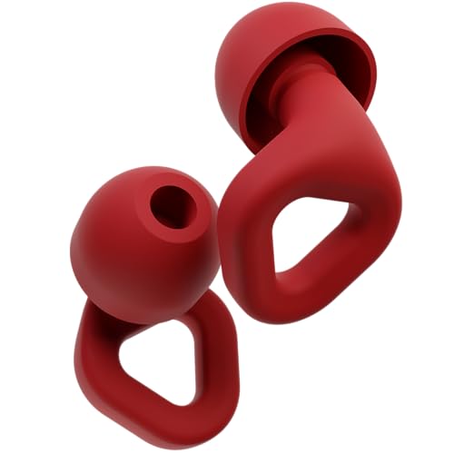 Zenz Unwind Ear Plugs for Sleeping, Reusable Silicone Earplugs for Snoring, Study, Yoga, Focus & Travel, 27dB Noise Reduction, 4 Sizes XS/S/M/L, Soft Comfortable Fit with Case (Fiery Red, One Size)