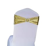 SINSSOWL 100PCS Stretch Wedding Chair Bands with Buckle Lycra Slider Sashes Bow Decorations 25 Color
