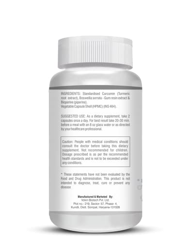 Image of Vokin Biotech Boswellia Serrata and Curcumin with Bioperine - 90 Capsules (Pack of 1)