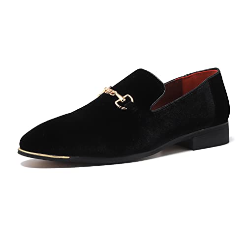 FLQL Men's Luxury Penny Loafer Slip-On Velvet Shoes Party Dancing Shoes Suede Wedding Shoes Plus Size 7-13