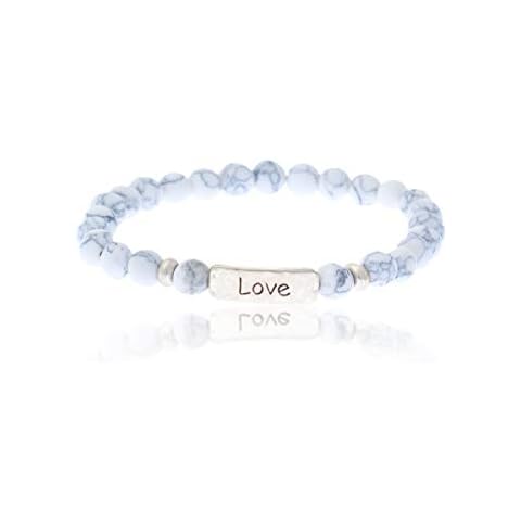 NTLX Christian Bracelets for Women – Love Bracelet – Natural Stone Stretch Prayer Bracelet – Inspirational Message Jewelry - Great Gift White Cover