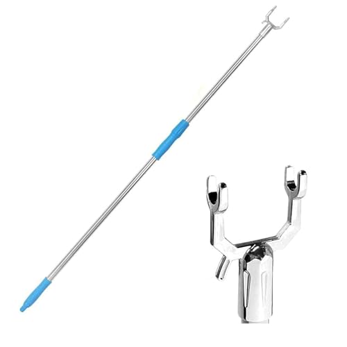 Beaugreen Long Closet Rods with Hook, 55“ Closet Pole Extendable Garment Reacher Pole Hook for Hanging Clothes,Shutters,Closet,Ceiling