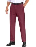 COOFANDY Mens Classic Fit Dress Pants Lightweight Stretch Dress Trousers Straight Fit Casual Slacks Maroon Red
