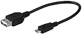 Longitud: 0,15 m Vivanco CAM 17 - Cable USB (de Conector Micro USB a USB, función Host On The Go), Color Negro
