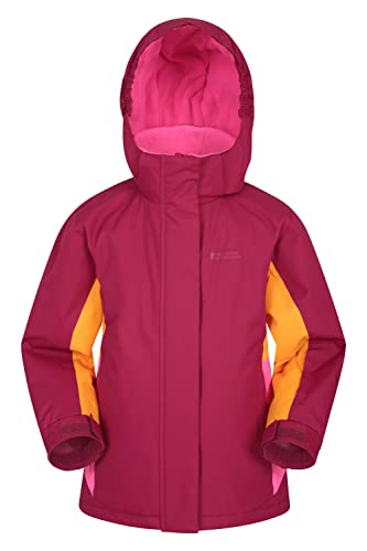 Mountain Warehouse Honey Kids Ski Jacket - Snowproof, Fleece Lined Snow Coat with Hood - Boys and Girls Winter Warm Skiing, Snowboarding & Outdoors Berry Kids Size 3-4 Years