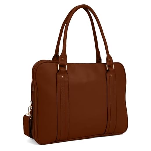 Bolsa Feminina Pasta Executiva para Notebook até 15.6” Reforçada Couro Ecológico para Trabalho, Reuniões e Dia a Dia Tamanho Grande (Marrom)