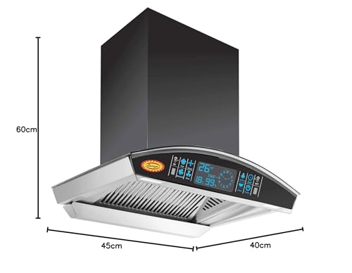Image of Surya Kitchen Chimney SS60-2024 New in 60cm with Features Auto Clean, LPG Sensor, Wave Sensor Black