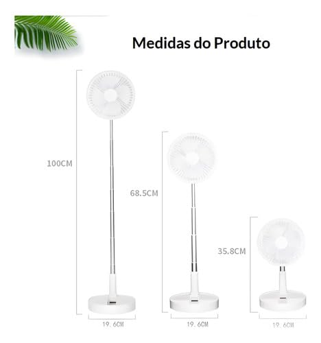 Ventilador Portátil Silencioso Dobrável Recarregável Expansivel 4 Velocidades