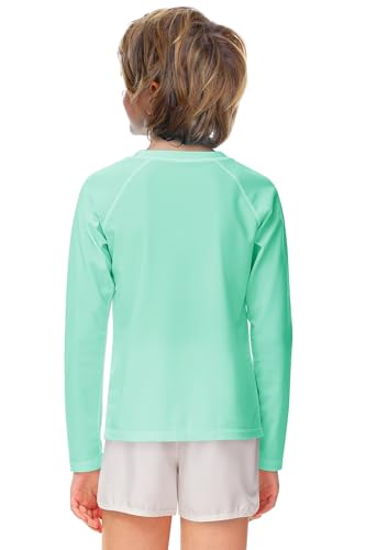 Image of AOBUTE Unisex Kids Rash Guard Long Sleeve SPF 50+ Sun Shirt UV Protection Swim Shirts 3-12 Years
